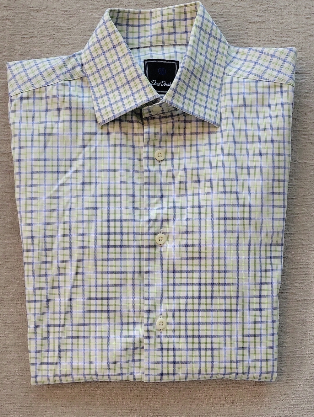 David Donahue Checked Button-down Dress Shirt. 15 32/33 100% Cotton Trim Fit